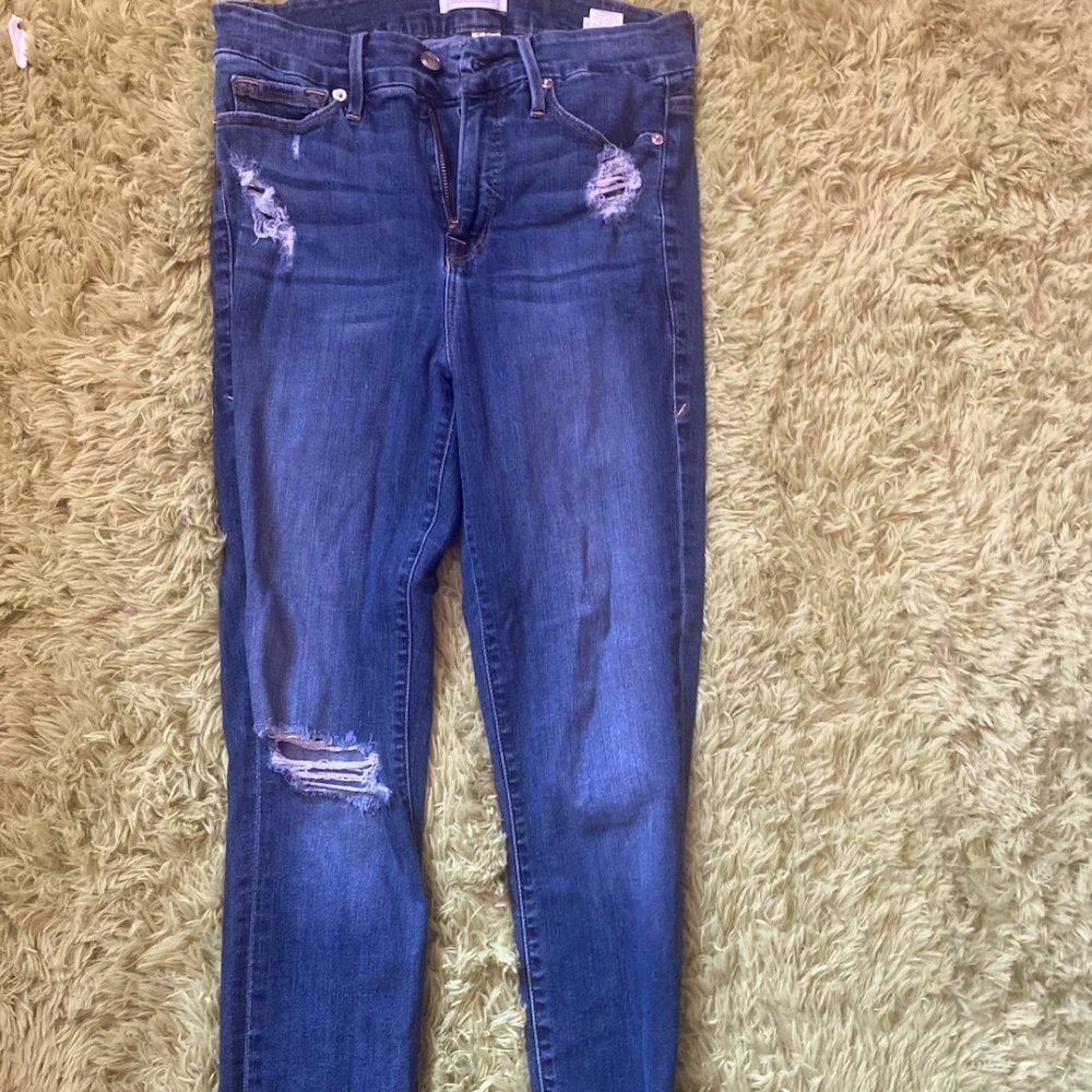 Good American Skinny Jeans with cheetah pockets